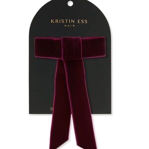 Kristin Ess Hair Velvet Bow Slide Plum Mini Ponytail Accessory NWT